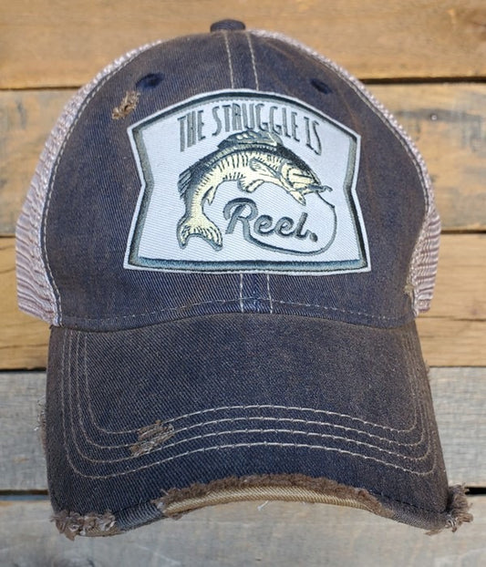 The Struggle is Reel- Hat- Distressed Navy