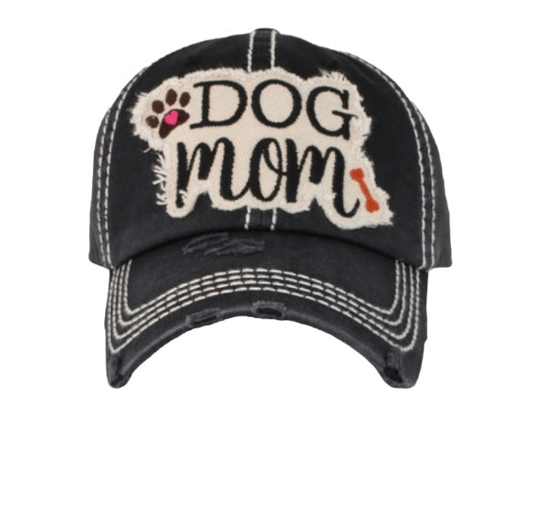 Dog Mom- Vintage Black Ballcap